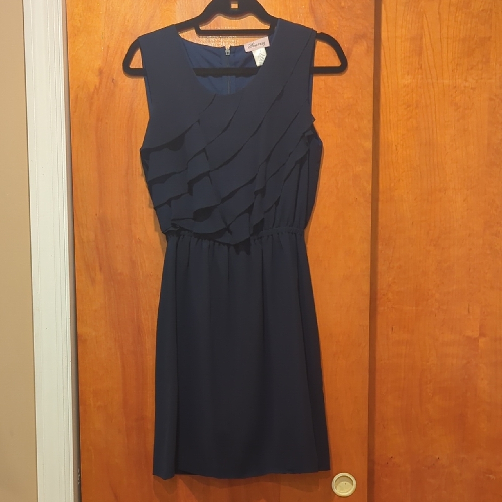 Chic Navy Ruffled Mini Dress
